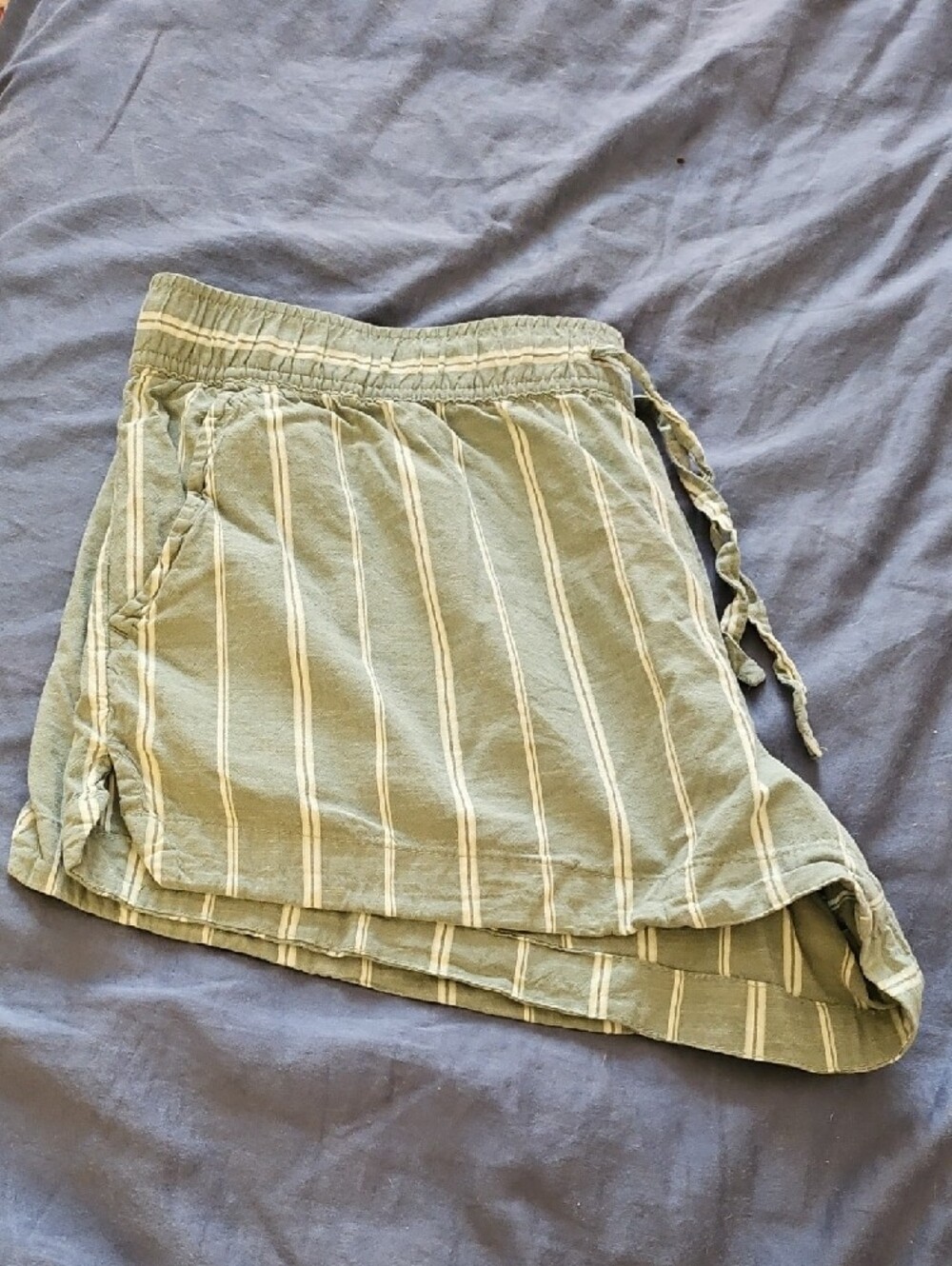 Auden Striped Drawstring Sleep Casual Shorts - Sage Green & Cream